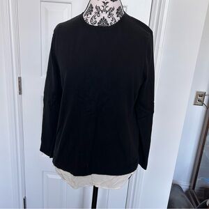 J Jill Sz M Petite Sweater with Back Button Detail in Black/White